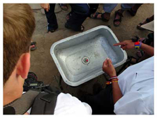 Water draining at the equator